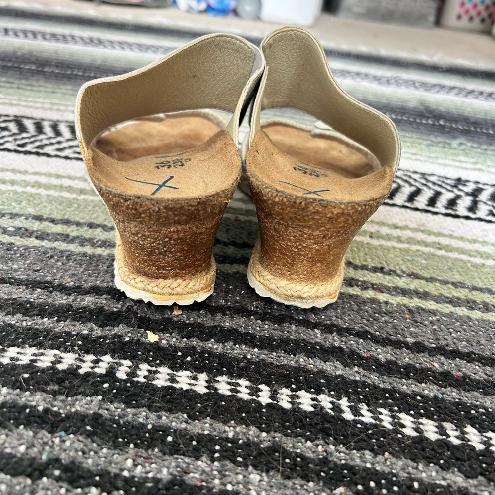 Papillio wedge slide sandals canvas gray upper with buckle size 36 - Picture 4 of 10